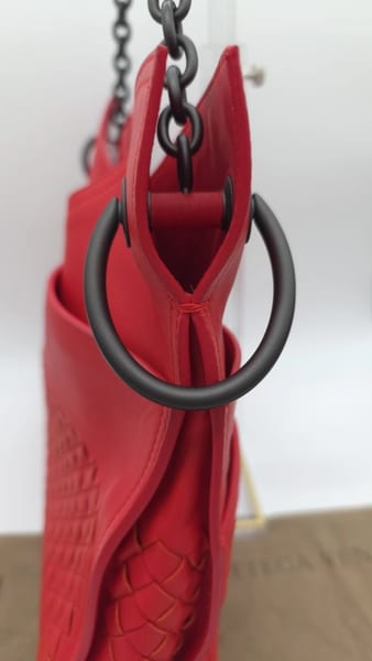 Bottega Veneta La Belle Vie Beverly Bag Vesuvio Red Intrecciato Leather, photo 12 of 24