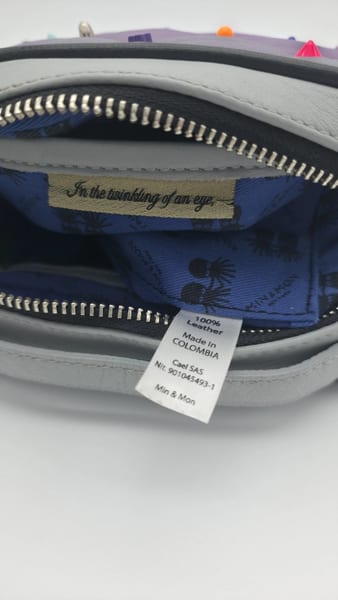 Min & Mon Quilted Studded Zip Crossbody Bag Purple Blue Gray, photo 13 of 14