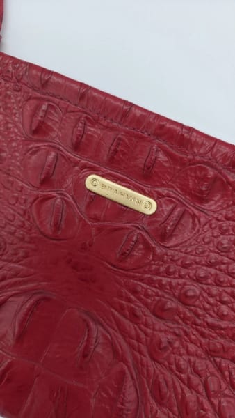Brahmin Red Crocodile Embossed Leather Zip Pouch Clutch, photo 2 of 7