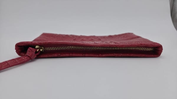 Brahmin Red Crocodile Embossed Leather Zip Pouch Clutch, photo 4 of 7
