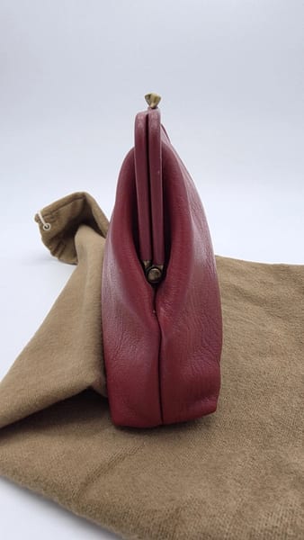 Il Bisonte Burgundy Leather Clasp Frame Clutch, Gold Hardware, photo 7 of 10
