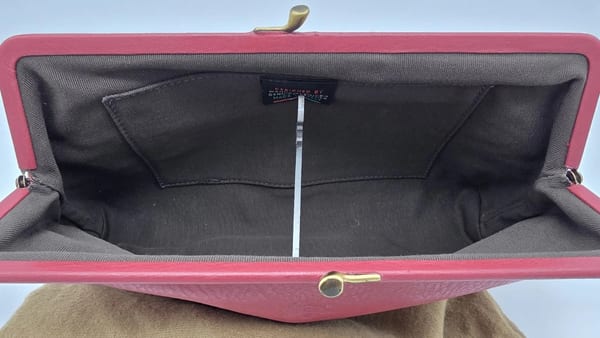 Il Bisonte Burgundy Leather Clasp Frame Clutch, Gold Hardware, photo 9 of 10