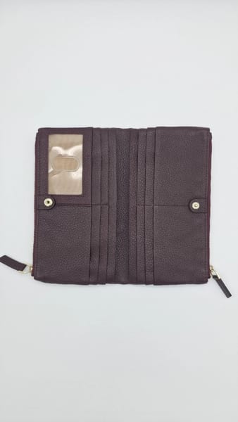 Levenger Burgundy Leather Zip-Around Wallet, Credit Card Slots, photo 5 of 6