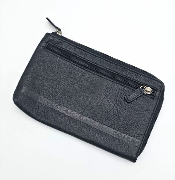 Coach Black Pebbled Leather Travel Pouch