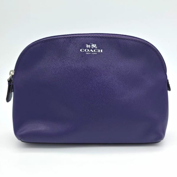 Coach New York Purple Leather Makeup Bag Pouch, Zipper Closure, photo 1 of 9