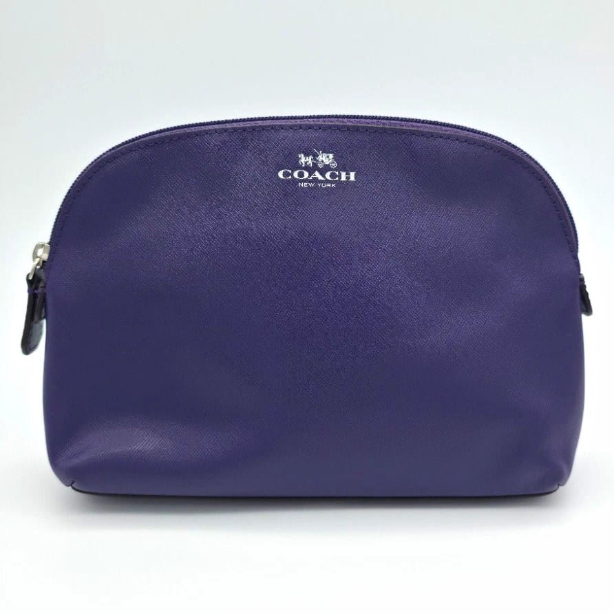 Coach New York Purple Leather Makeup Bag Pouch, Zipper Closure, photo 1 of 9