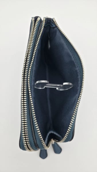 Coach Blue Leather Double Zip Wristlet Wallet, Wrist Strap, photo 12 of 12