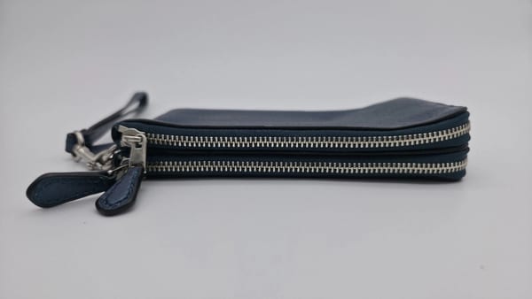Coach Blue Leather Double Zip Wristlet Wallet, Wrist Strap, photo 10 of 12