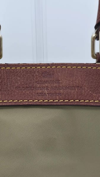 Dooney & Bourke Medium Green Canvas Satchel Vacchetta Leather Trim Pink, photo 6 of 12