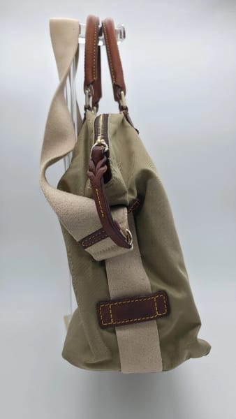 Dooney & Bourke Medium Green Canvas Satchel Vacchetta Leather Trim Pink, photo 8 of 12