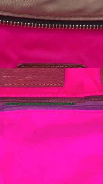 Dooney & Bourke Medium Green Canvas Satchel Vacchetta Leather Trim Pink, photo 10 of 12