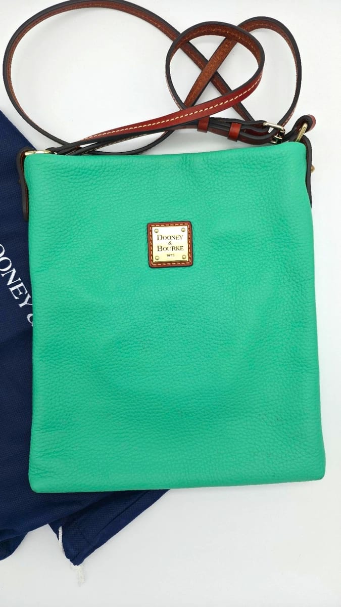 Dooney & Bourke Pebbled Leather Crossbody Mint Red Lining Brown Strap, photo 1 of 13
