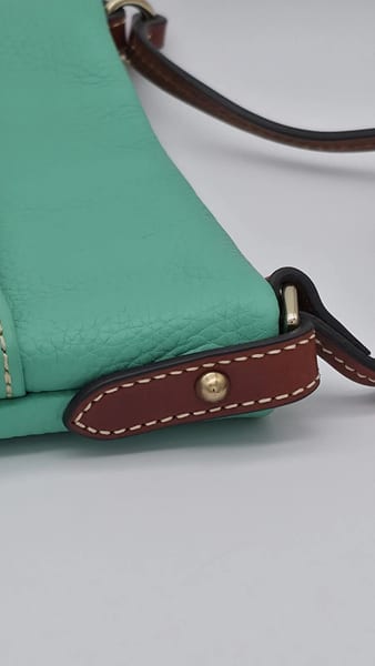 Dooney & Bourke Pebbled Leather Crossbody Mint Red Lining Brown Strap, photo 6 of 13