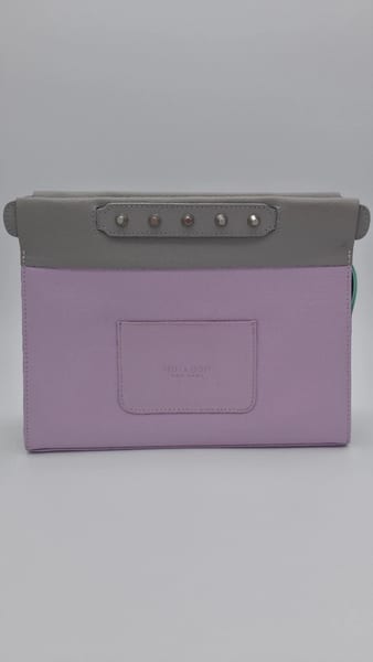 Min & Mon Leather Colorblock Studded Zip Crossbody Handbag Purple, photo 3 of 11
