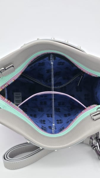 Min & Mon Leather Colorblock Studded Zip Crossbody Handbag Purple, photo 10 of 11