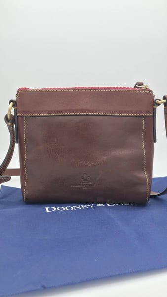 Dooney & Bourke Florentine Leather Crossbody Bag Brown Red Lining Zip, photo 6 of 11