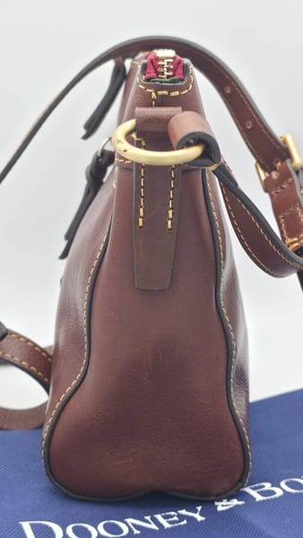 Dooney & Bourke Florentine Leather Crossbody Bag Brown Red Lining Zip, photo 8 of 11