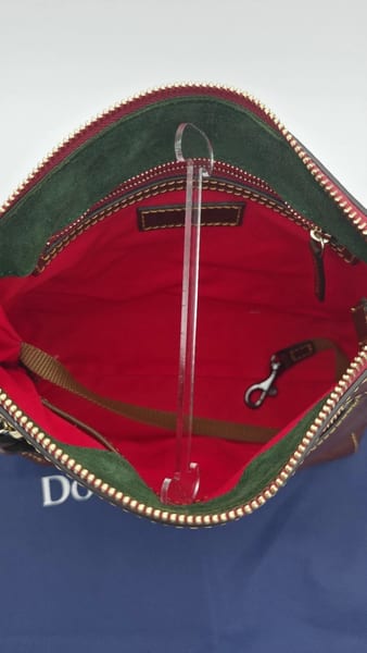Dooney & Bourke Florentine Leather Crossbody Bag Brown Red Lining Zip, photo 10 of 11