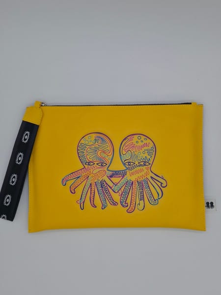 Min & Mon Yellow Eye-Embroidered Leather Bag Strap, photo 2 of 8