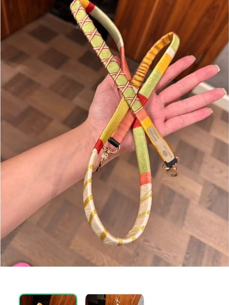 Min & Mon Yellow Eye-Embroidered Leather Bag Strap, photo 6 of 8