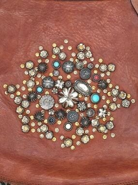 Campomaggi Cognac Leather Crossbody Bag with Embellished Front, photo 2 of 8