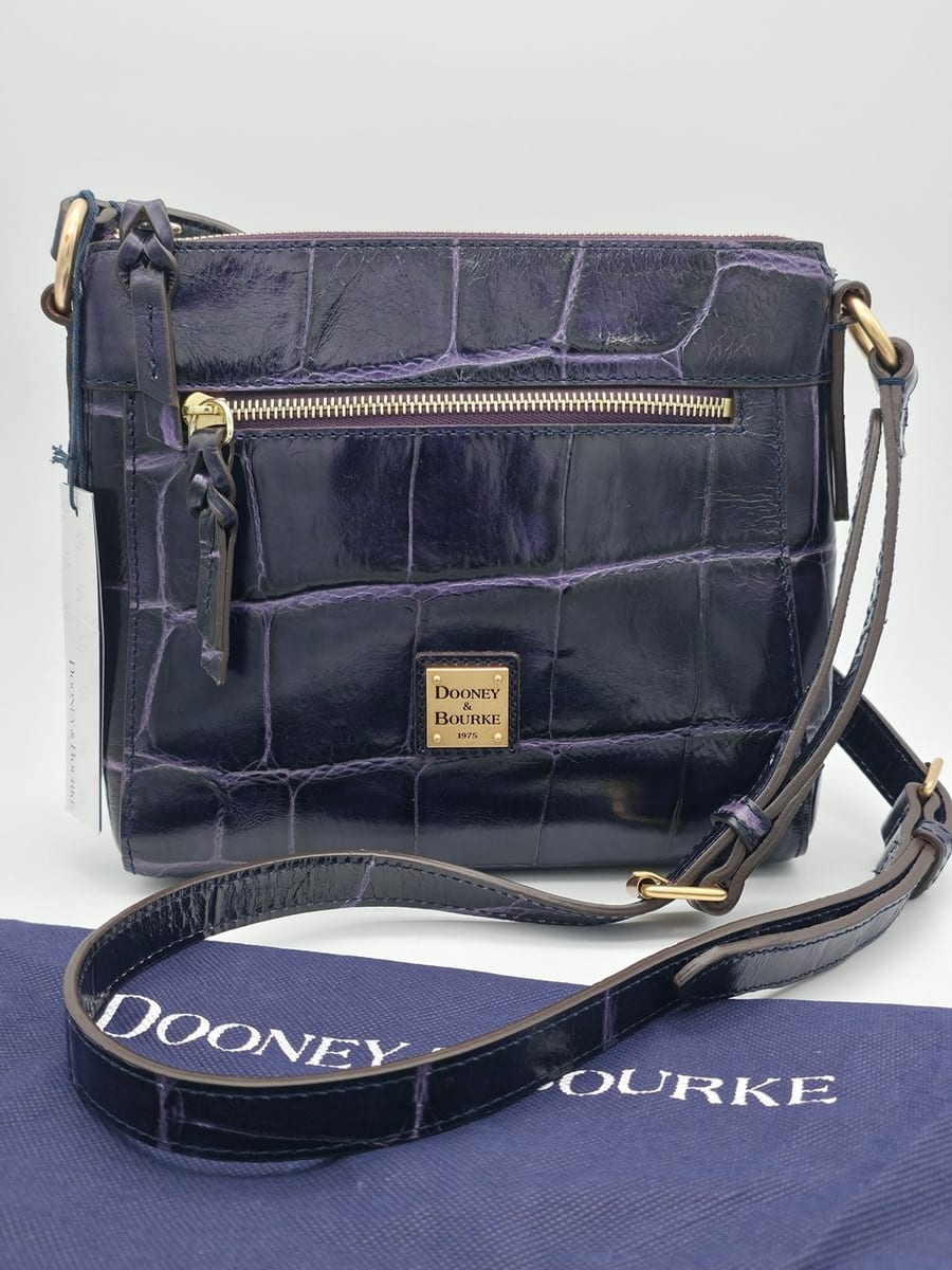 Dooney & Bourke Purple Croc-Embossed Leather Crossbody with Gold Hardware, photo 1 of 8