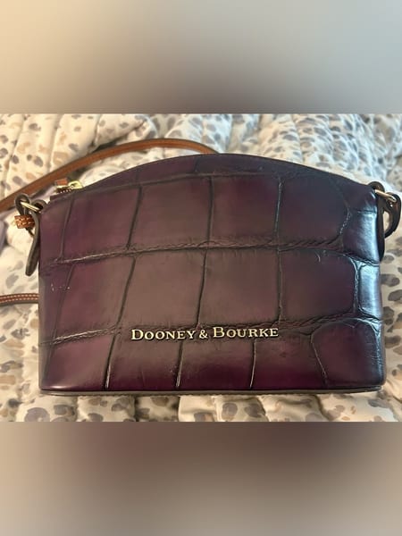 Dooney & Bourke Purple Croc-Embossed Leather Crossbody with Gold Hardware, photo 2 of 8