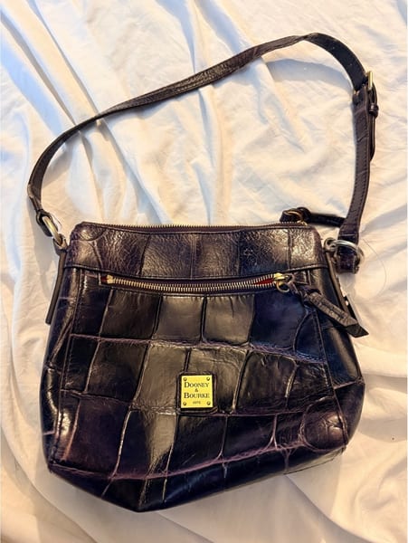 Dooney & Bourke Purple Croc-Embossed Leather Crossbody with Gold Hardware, photo 3 of 8