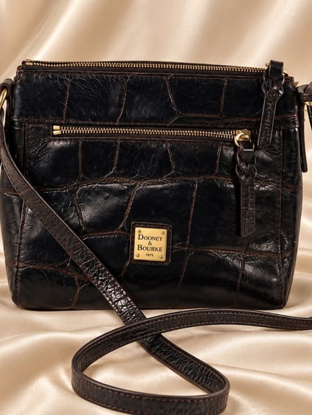 Dooney & Bourke Purple Croc-Embossed Leather Crossbody with Gold Hardware, photo 5 of 8