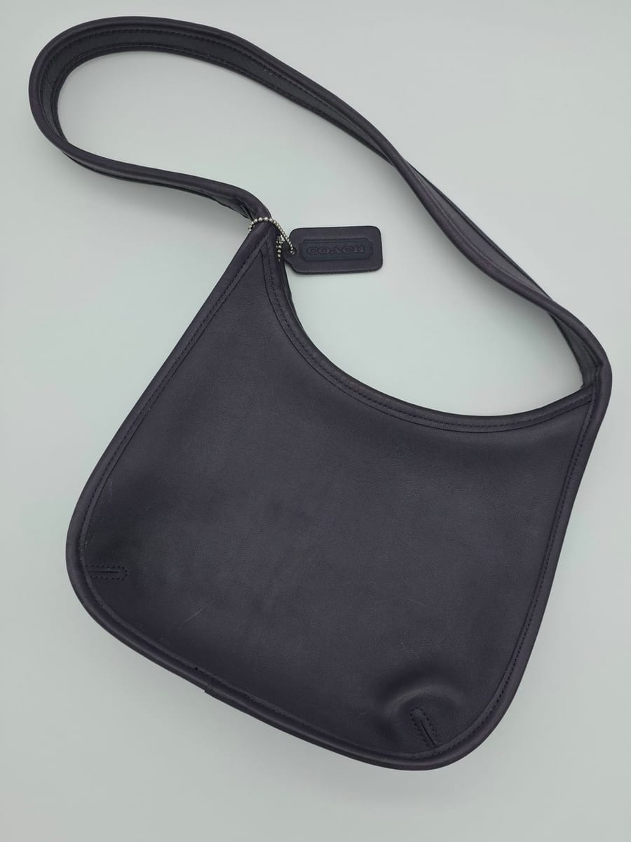 Coach Dark Purple Leather Hobo Shoulder Bag, photo 1 of 8